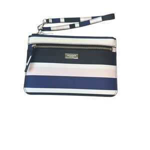 kate spade Navy, Pink & White Striped Wristlet Clutch